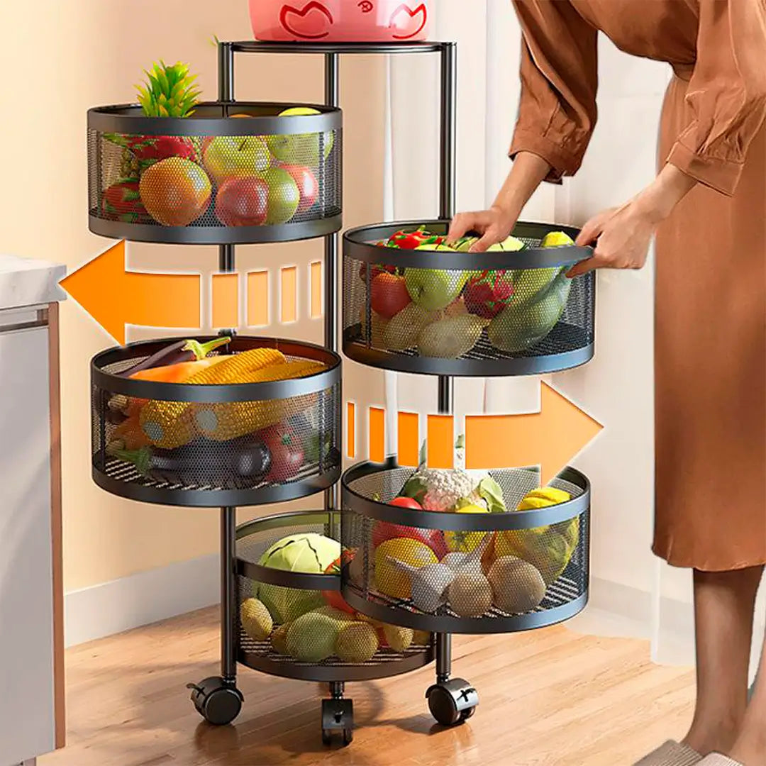 Fruteira Articulada de Aço Inox Rotativa + BRINDE: Kit de Utensílios de Cozinha