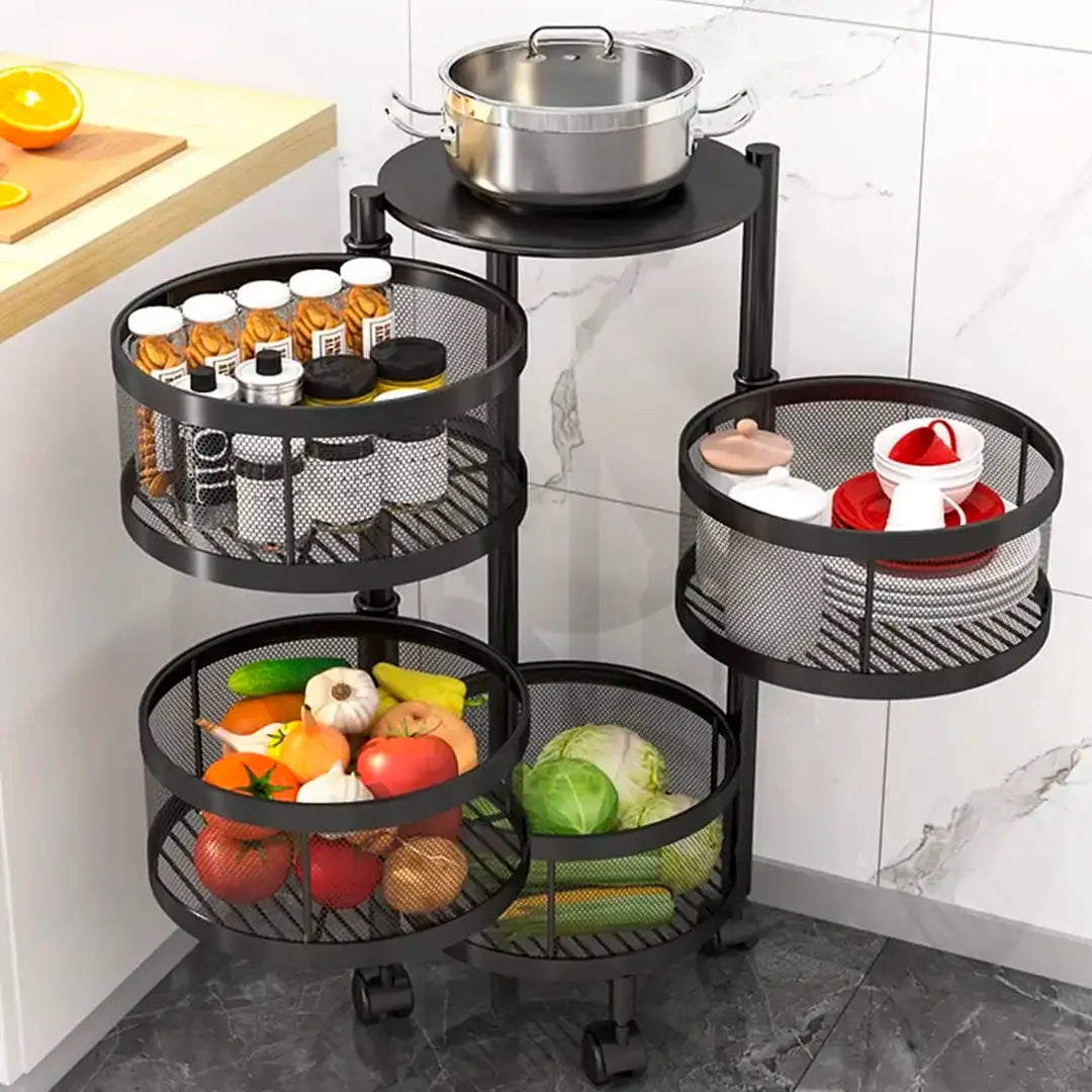 Fruteira Articulada de Aço Inox Rotativa + BRINDE: Kit de Utensílios de Cozinha