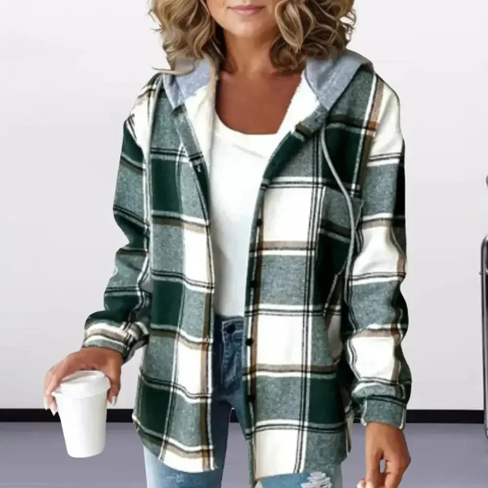 Casaco Xadrez Feminino com Capuz