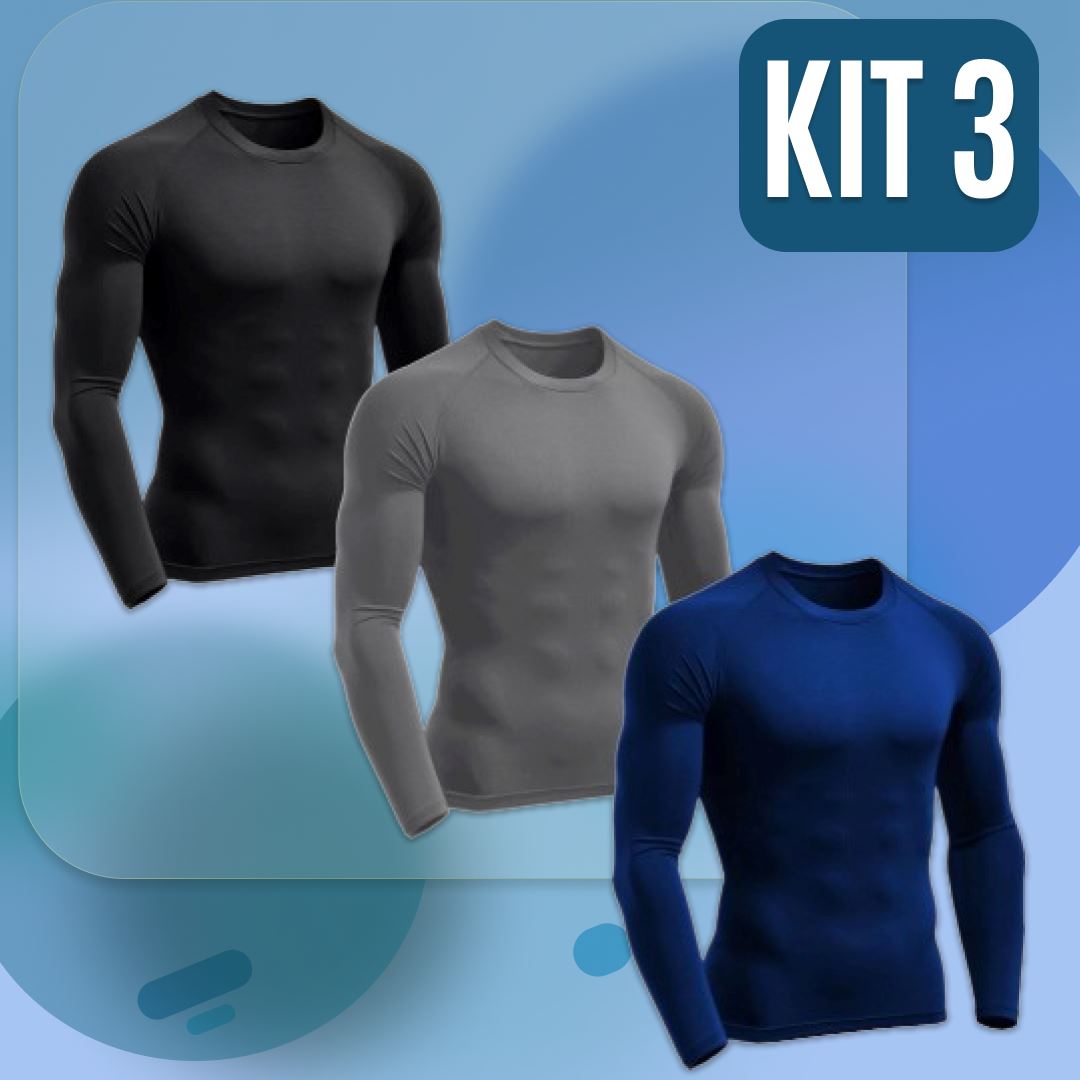 Kit 3 Camisas de Proteção Termica Uv Segunda Pele