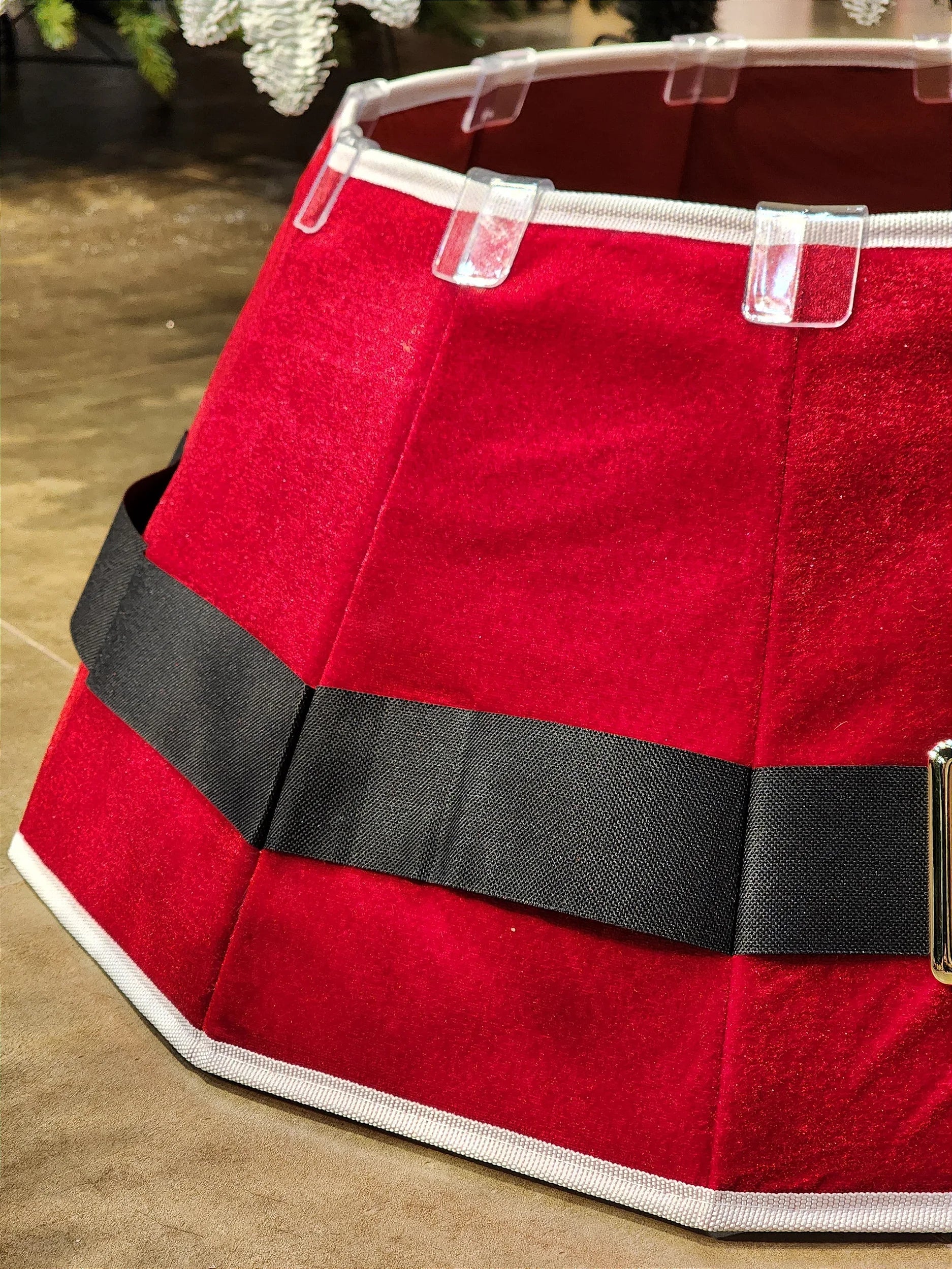 Saia Rígida para Árvore de Natal 68cm • Cinto Noel Vermelho e Branco