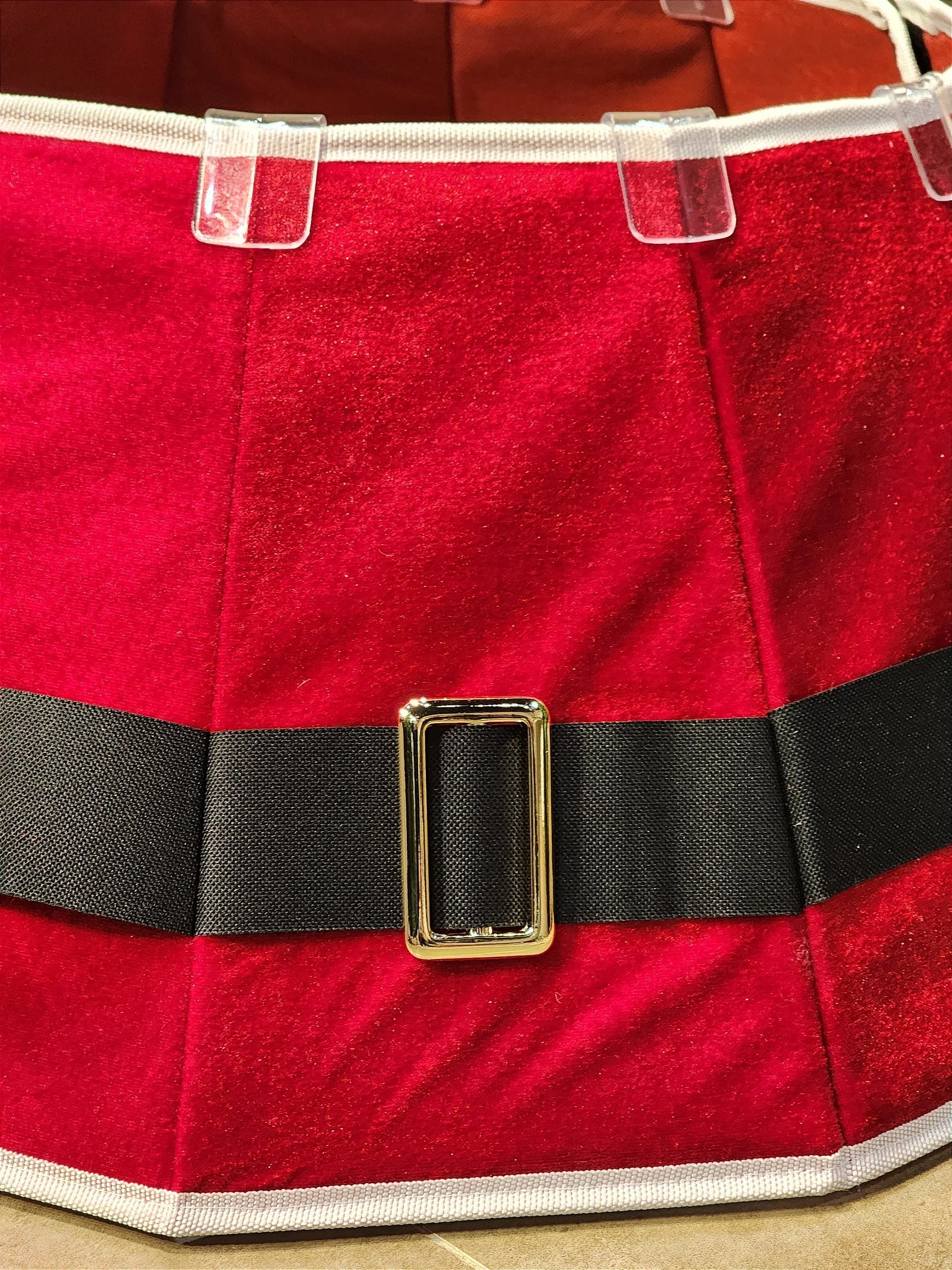 Saia Rígida para Árvore de Natal 68cm • Cinto Noel Vermelho e Branco