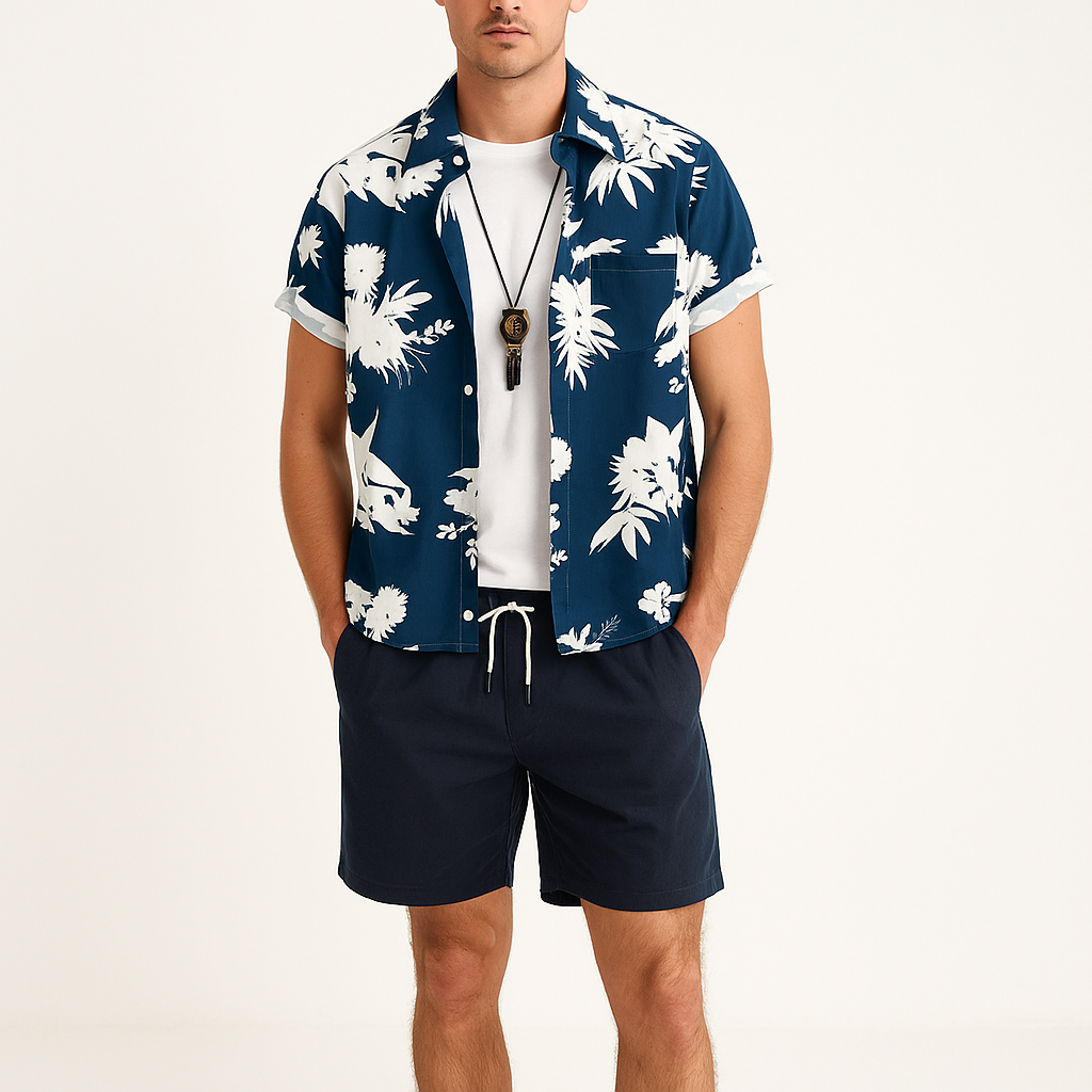 Kit Praia Bonanza Camisa + Bermuda Masculina