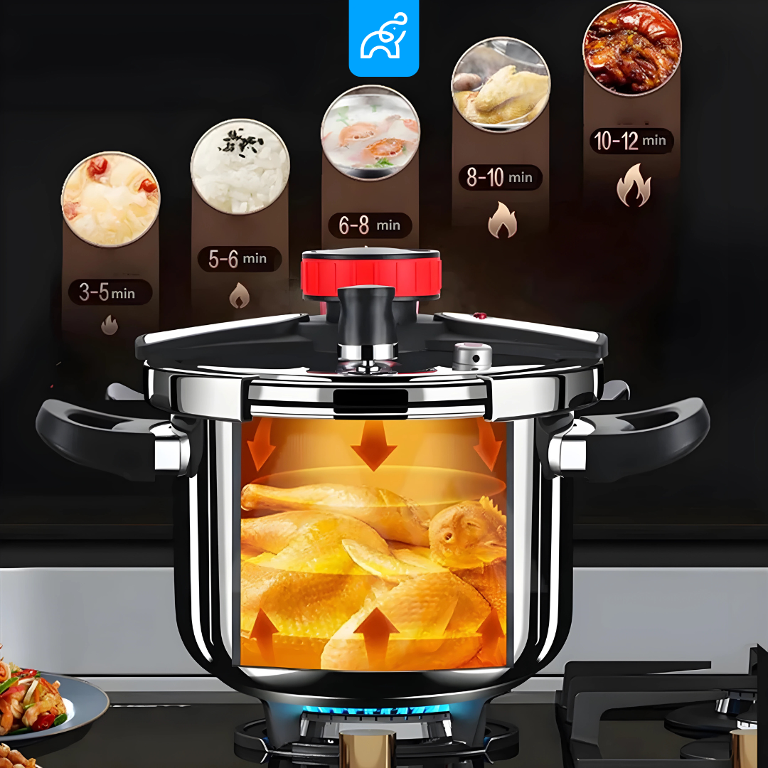 Panela de Pressão TurboChef Aço Inoxidável - Á Prova de Explosões + Brinde: Kit Utensílios.