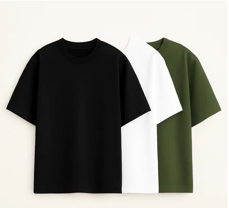 Kit 3 Camiseta Oversized Streetwear Lisa Básica Gola Alta 100% Algodão