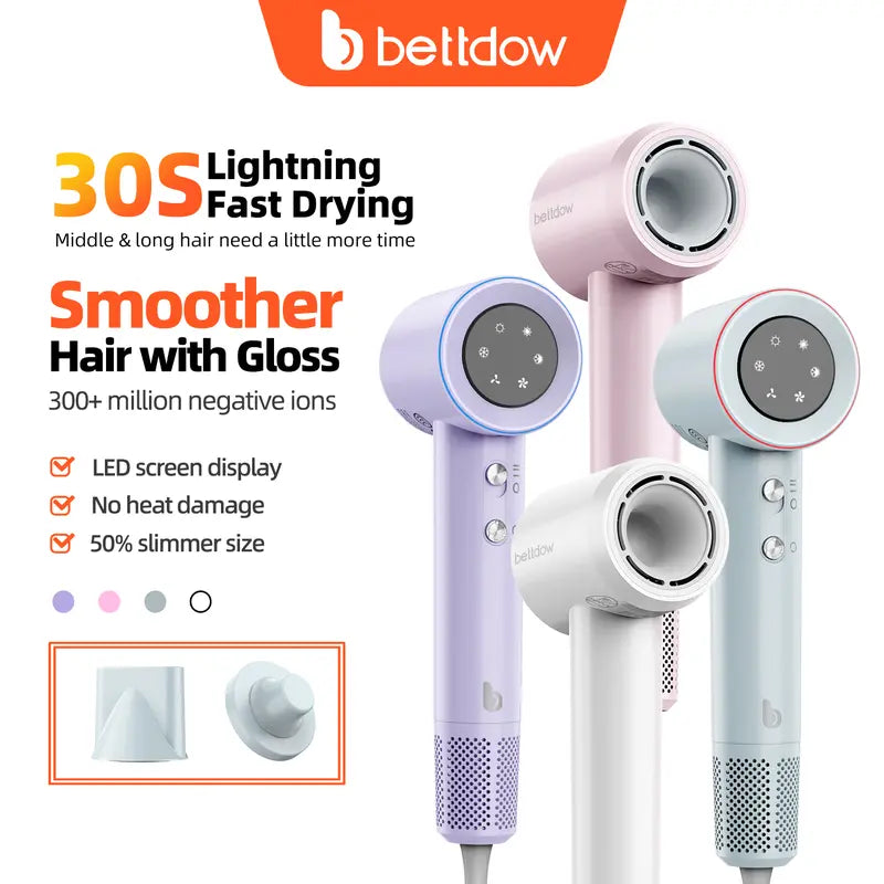 BETTDOW Secador de cabelo de alta velocidade com íons negativos - SECAGEM ATÉ 5 MINUTOS