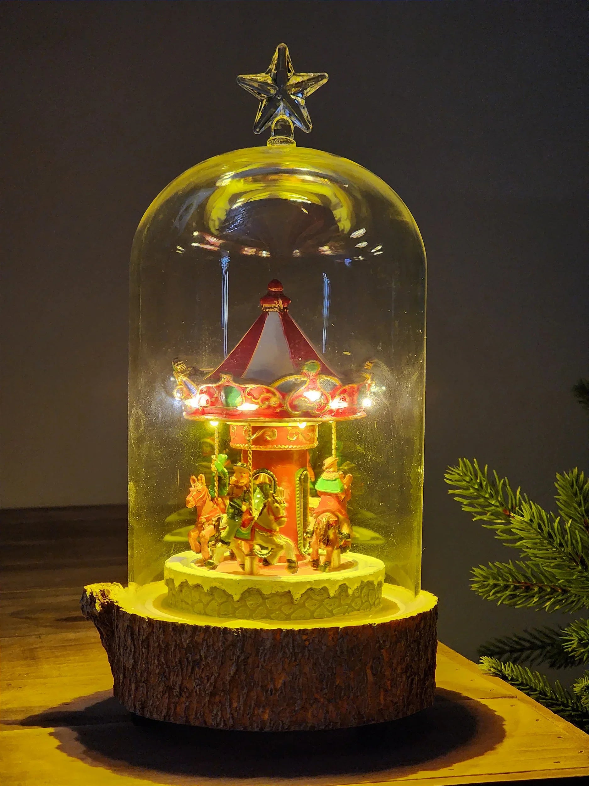 Globo de Vidro Carrossel 26cm • Luz, Som e Movimento