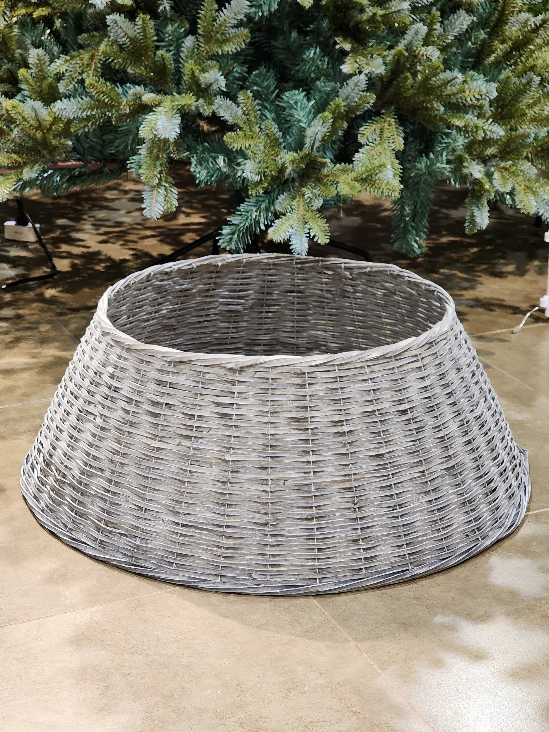 Saia Rígida Trançada Cinza 70cm para Árvore de Natal