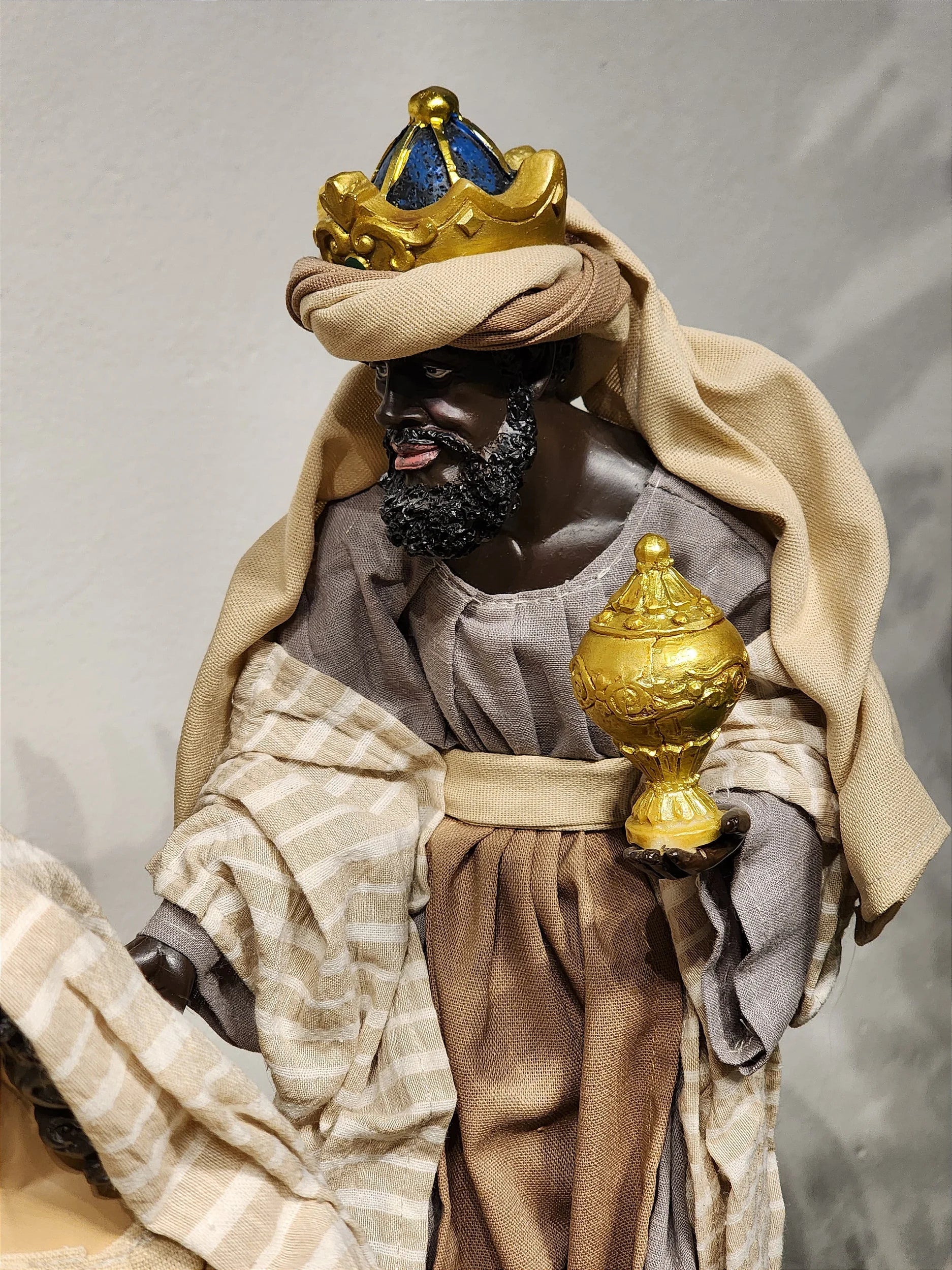 Presépio em Resina com Tecido Natural • 11 Peças • 40cm